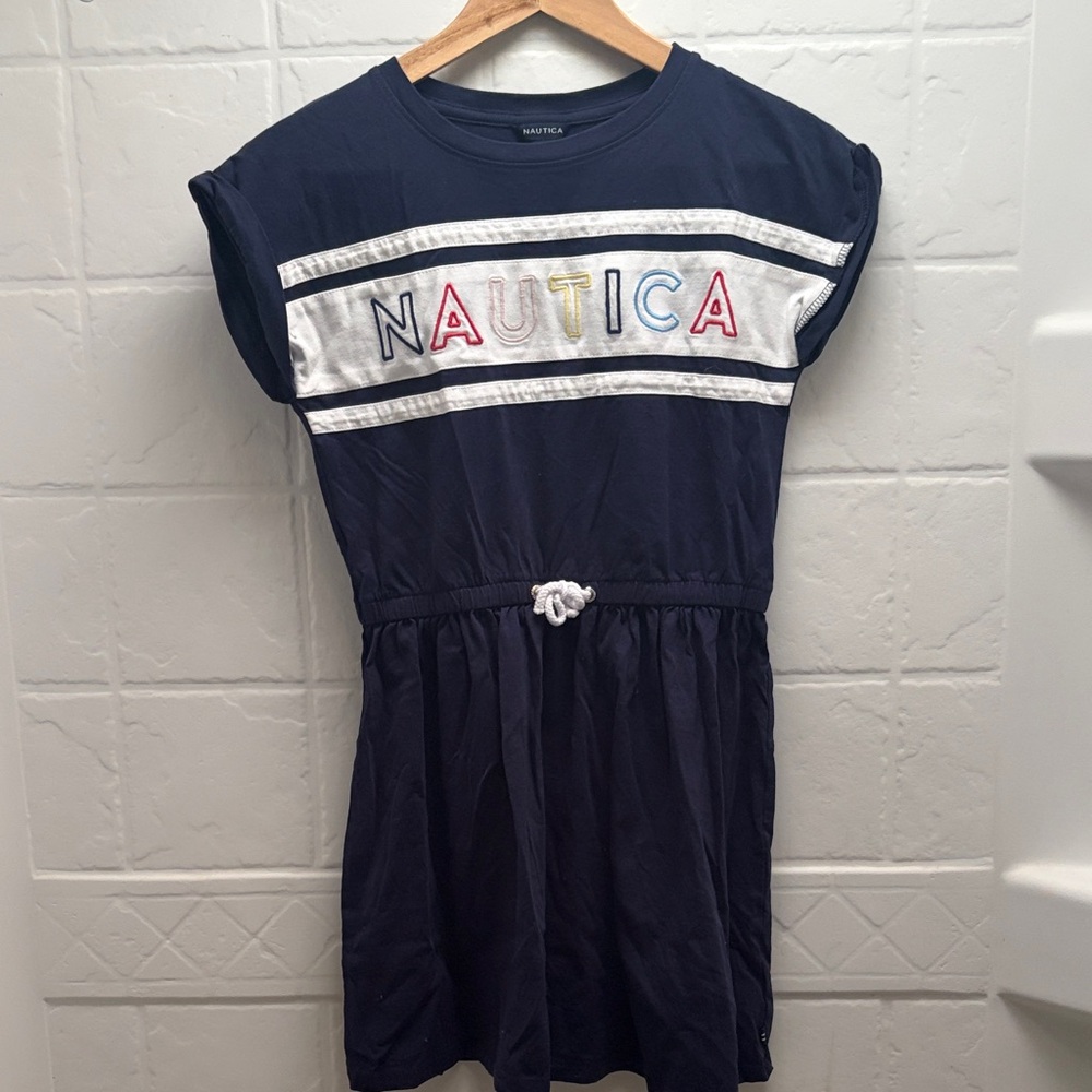 Nautica Navy Knit Dress with Multicolor Logo